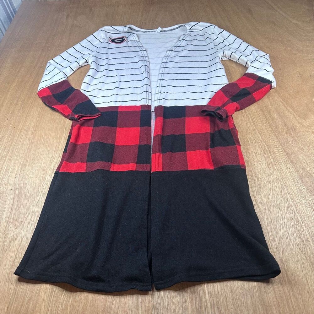 Georgia Bulldogs Plaid Colorblock Cardigan Womens S Long Sleeve Fall‎